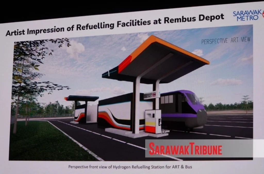 Artist’s impression of the hydrogen production plant and refuelling facilities at the Rembus Depot.